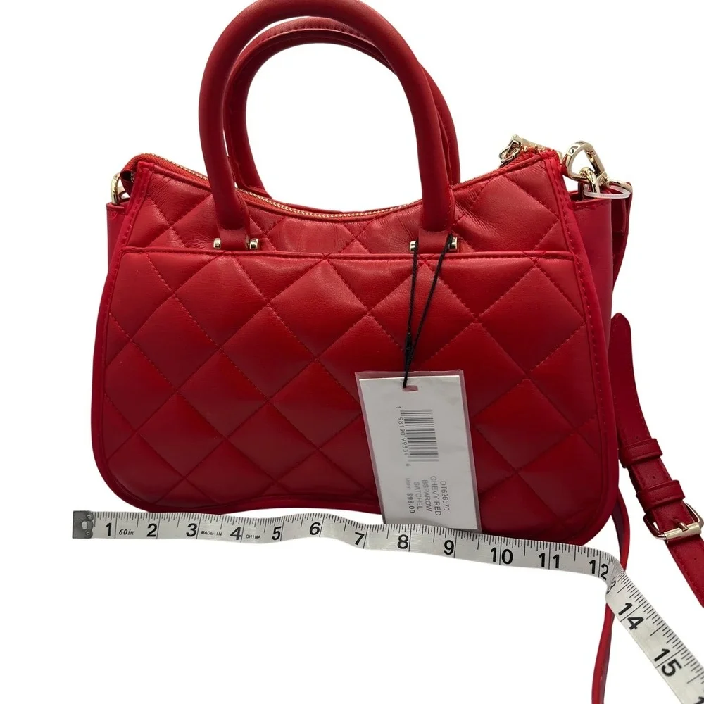 Steve Madden Vibrant Red Quilted Satchel Crossbody Bag Purse with Charm NWT